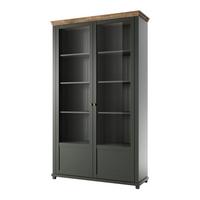 GESCHIRRSCHRANK Martin Grün und Holz - Grün, Holzwerkstoff (126/200/42cm) - Petits-meubles