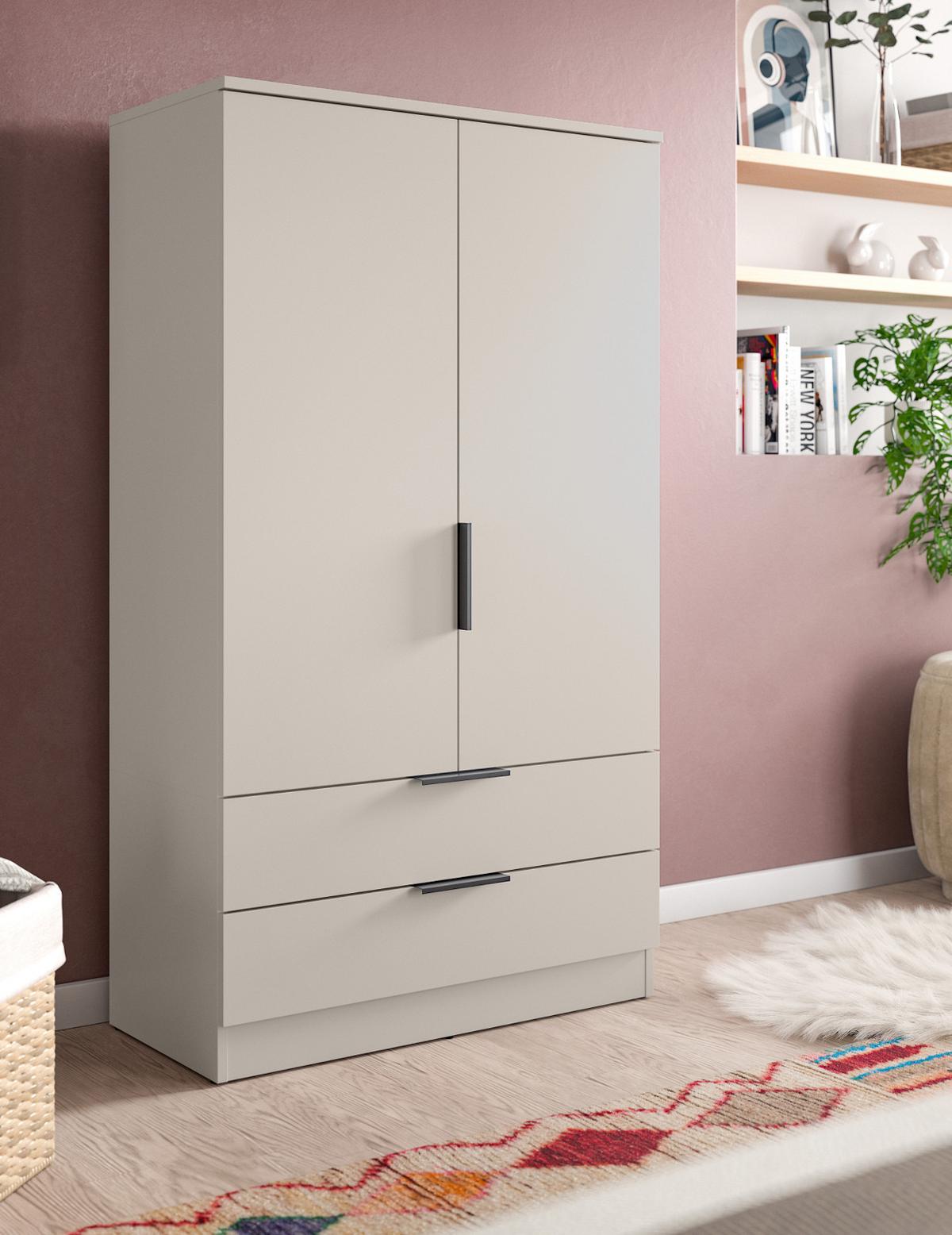 KLEIDERSCHRANK kaschmir 80 x 140 cm, Wäscheschrank 2-türig - Kaschmir/Schwarz, Holzwerkstoff/Kunststoff (80/140/37cm) - Inn.Furn