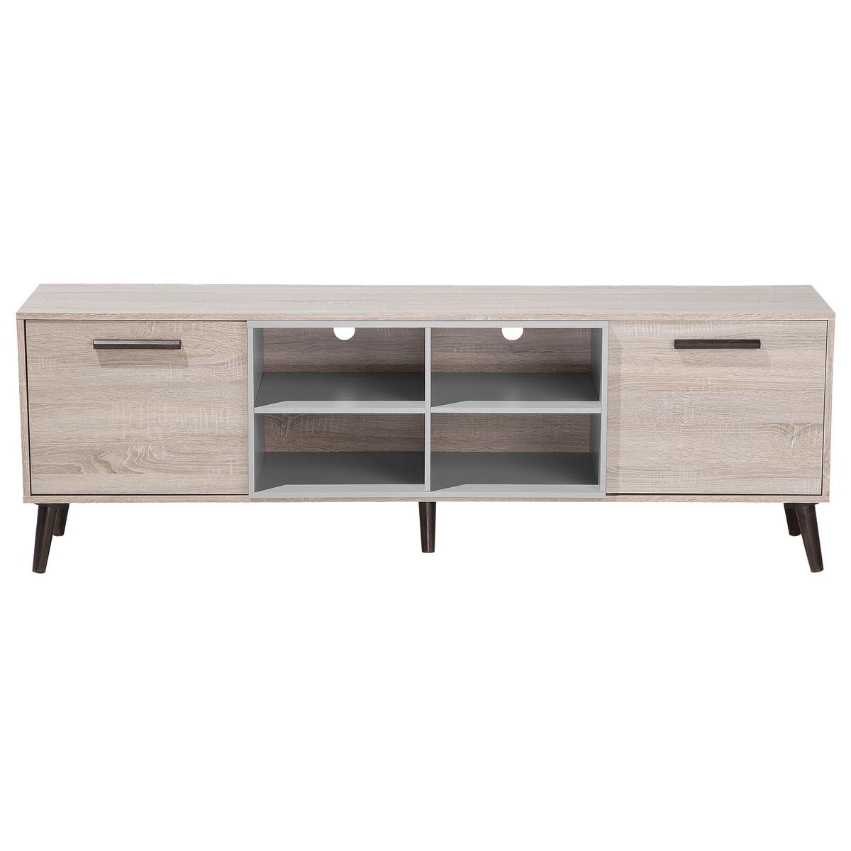 TV-MÖBEL Hellbraun, Grau, Dunkelbraun BILLINGS 40/180/60 cm - Hellbraun, Holzwerkstoff (180/60/40cm) - Beliani