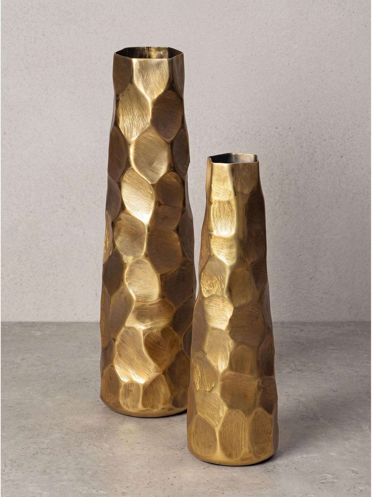 VASEN 2er-Set CASTELSARDO, Aluminium, Gold, Ø 15 x 48,5 cm - Goldfarben, Metall (48.5cm) - KADIMA DESIGN