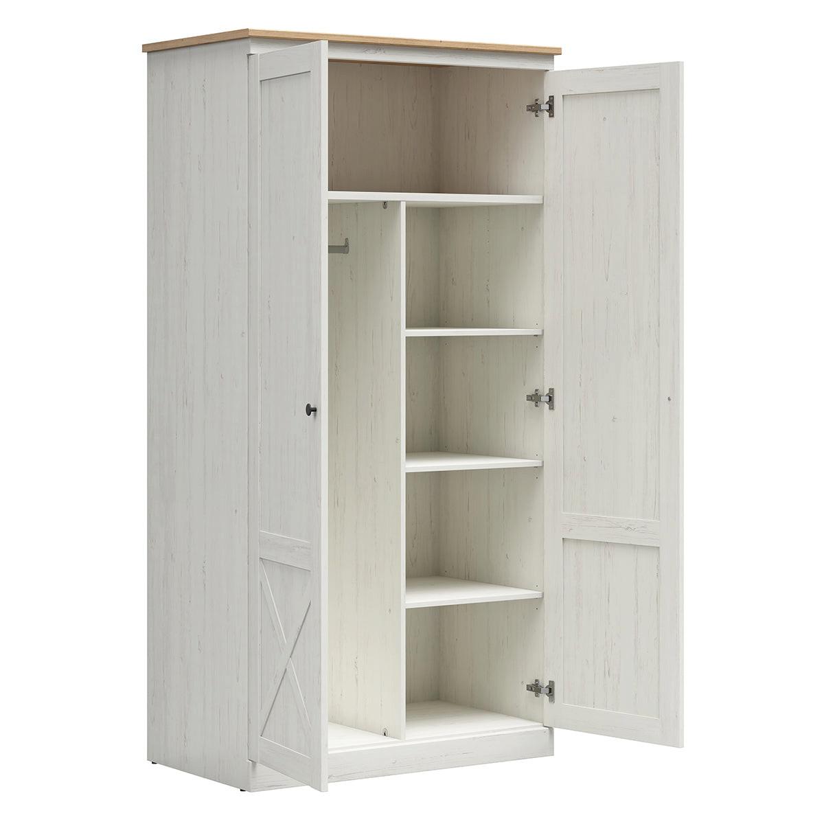 SCHRANK 2 Türen Victoria Weiß und Holz - Weiß, Holzwerkstoff (103/201/58cm) - Petits-meubles