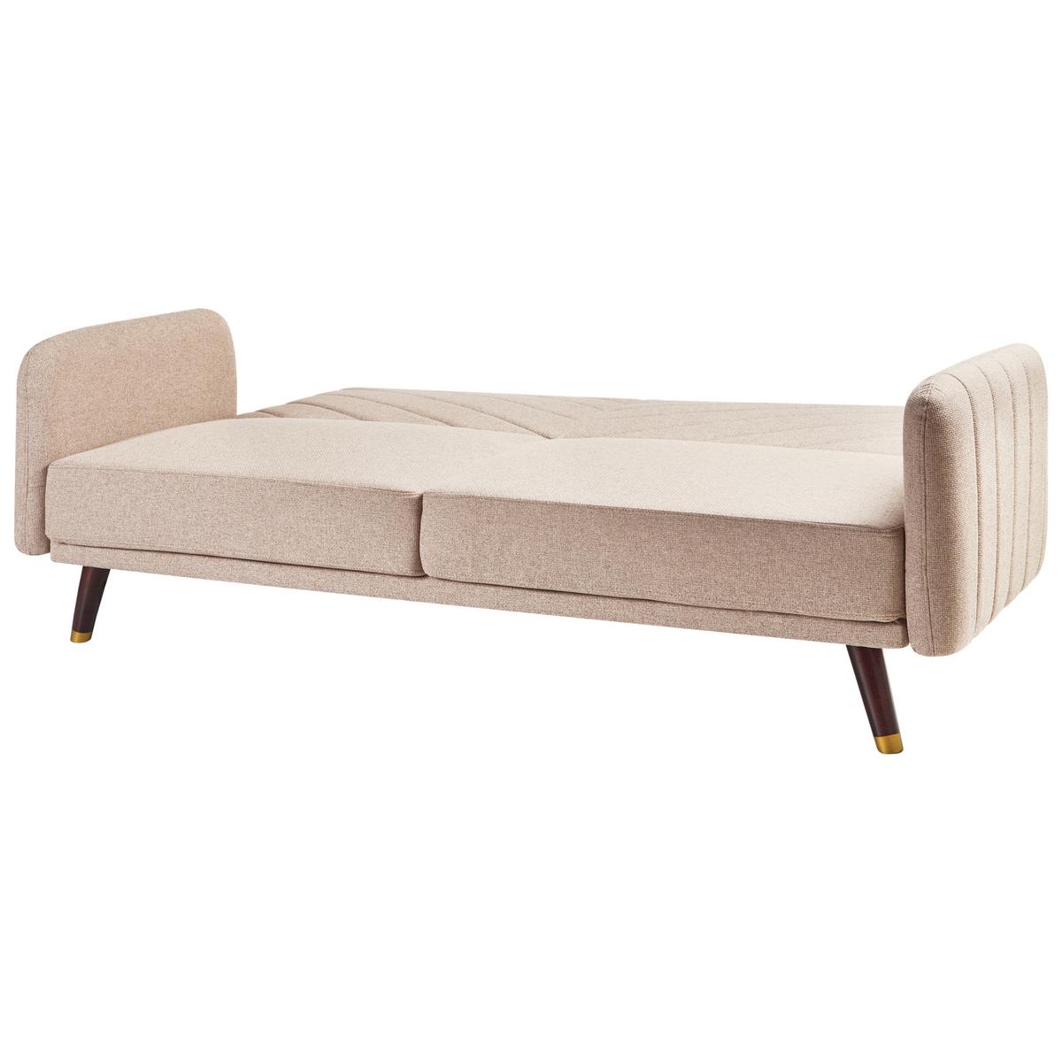 SCHLAFSOFA 3-Sitzer Kunstleinen Hellbraun Senja - Hellbraun, Textil (198/87/95cm) - Beliani