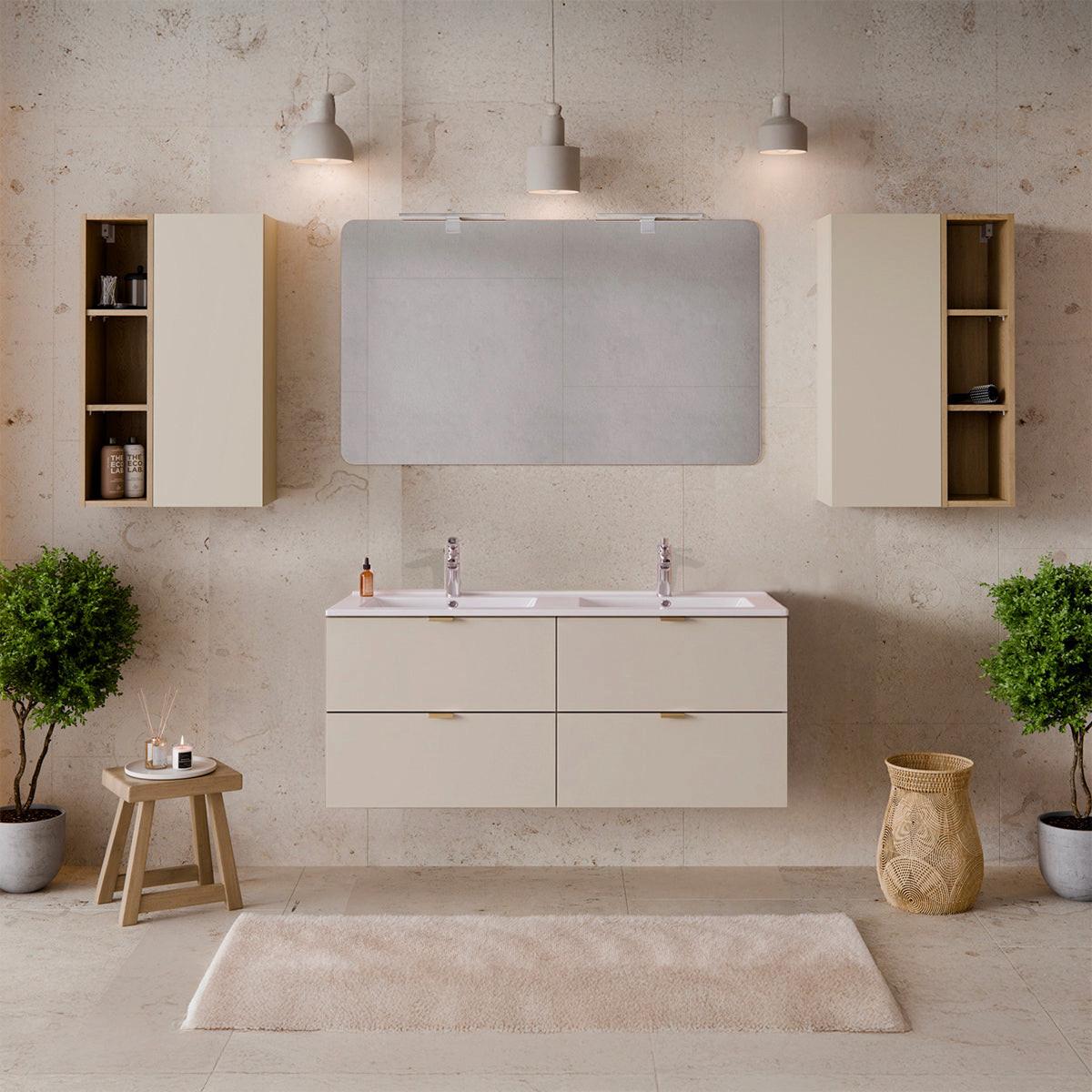 DOPPELWASCHTISCH 120cm Azel Kaschmir - Beige, Holzwerkstoff (120/50/46cm) - Petits-meubles