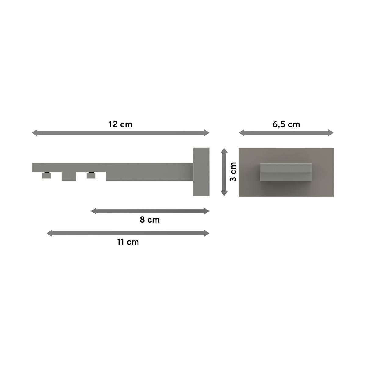 TRÄGER FÜR GARDINENSTANGEN INNENLAUF 20x20 mm, Quadline 2-läufig, Satin-Silber - Silberfarben, Metall (12.1/3.2/6.6cm) - INTERDECO