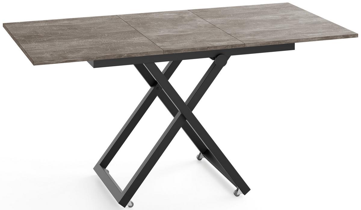 COUCHTISCH Axen höhenverstellbar ausziehbar, Beton Dunkelgrau 120-160/80/38-75 cm - Dunkelgrau/Schwarz, Holzwerkstoff/Metall (80/160/75cm) - WFL GROUP