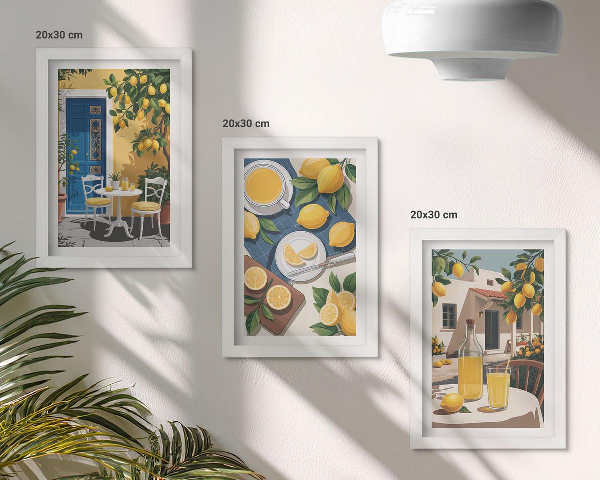 BILDER SET 3er Set - 20x30 cm Weißer Rahmen - Patio Sun Limonade - Weiß, Kunststoff (20/30cm) - TULUP