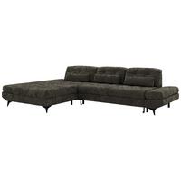 ECKSOFA ALVENO L - Dunkelgrau Schenille glatt - Links Seite - Dunkelgrau/Schwarz, Textil/Metall (218/344cm) - MKS
