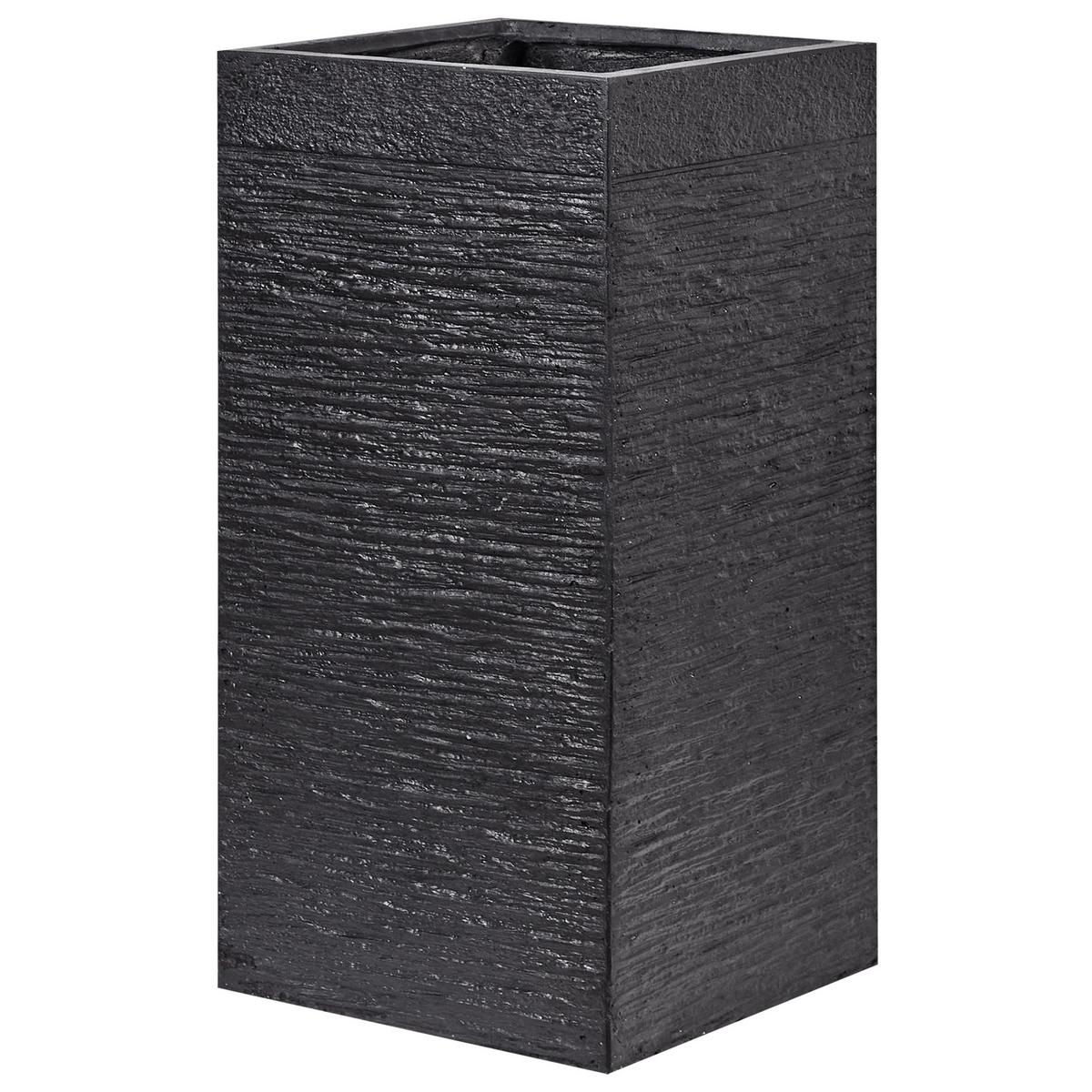 BLUMENTOPF schwarz quadratisch 40/40/77 cm Dion - Schwarz, Naturmaterialien (77cm) - Beliani