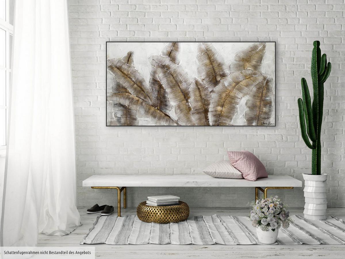 ACRYLBILD HANDGEMALT 120/60 cm - Weiß/Braun, Holz/Textil (120/60cm) - KUNSTLOFT