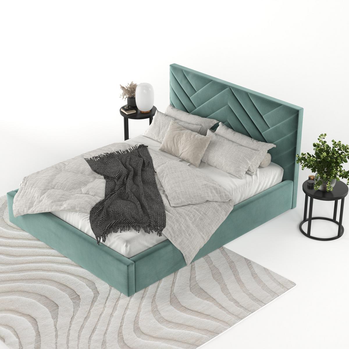 POLSTERBETT Arco 160/200 cm Türkis im Kronos Stoff - Türkis/Schwarz, Holz/Holzwerkstoff (160/200cm) - AltaBeds