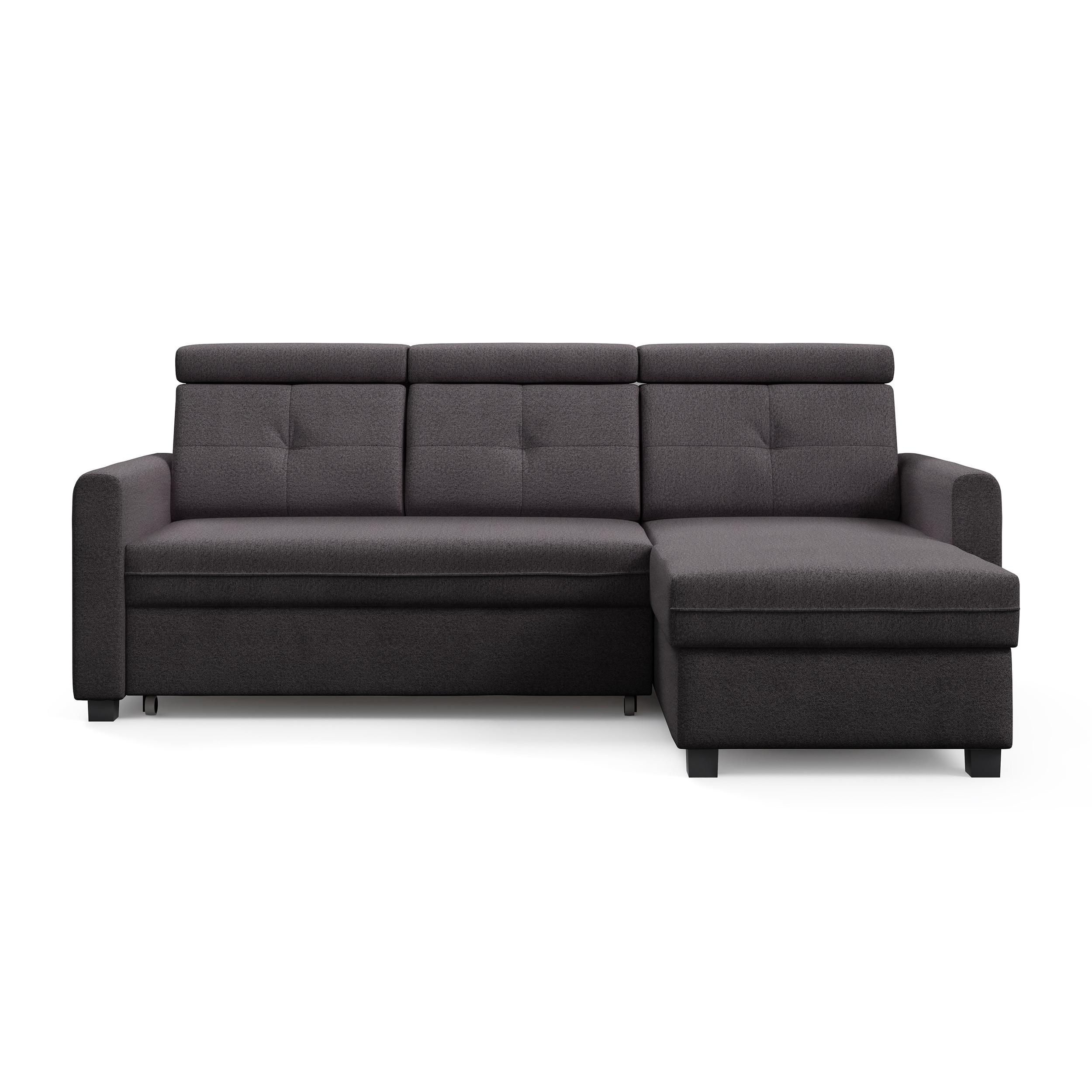 ECKSCHLAFSOFA Milano, Schwarz, rechts - Schwarz, Textil (217/166cm) - Beautysofa