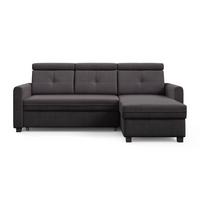 ECKSCHLAFSOFA Milano, Schwarz, rechts - Schwarz, Textil (217/166cm) - Beautysofa