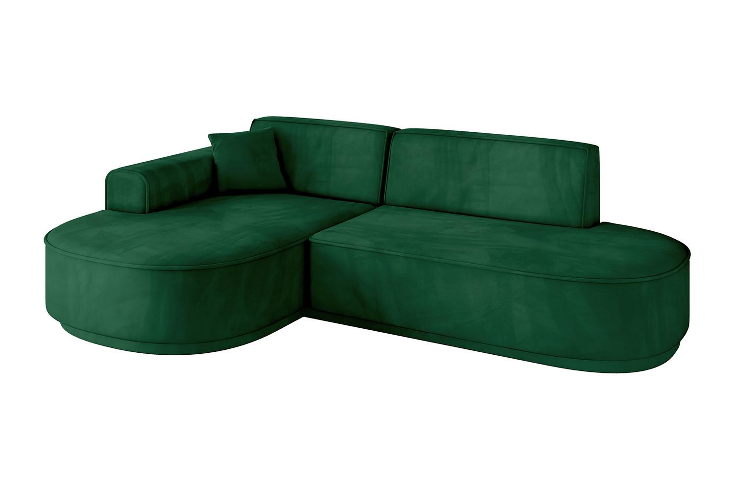 ECKSOFA Ottomane Links MARI-L1-v3 - 243x171x83 cm Dunkelgrün Velours - Dunkelgrün/Schwarz, Holzwerkstoff/Kunststoff (243/171cm) - ALTDECOR