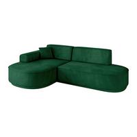 ECKSOFA Ottomane Links MARI-L1-v3 - 243x171x83 cm Dunkelgrün Velours - Dunkelgrün/Schwarz, Holzwerkstoff/Kunststoff (243/171cm) - ALTDECOR