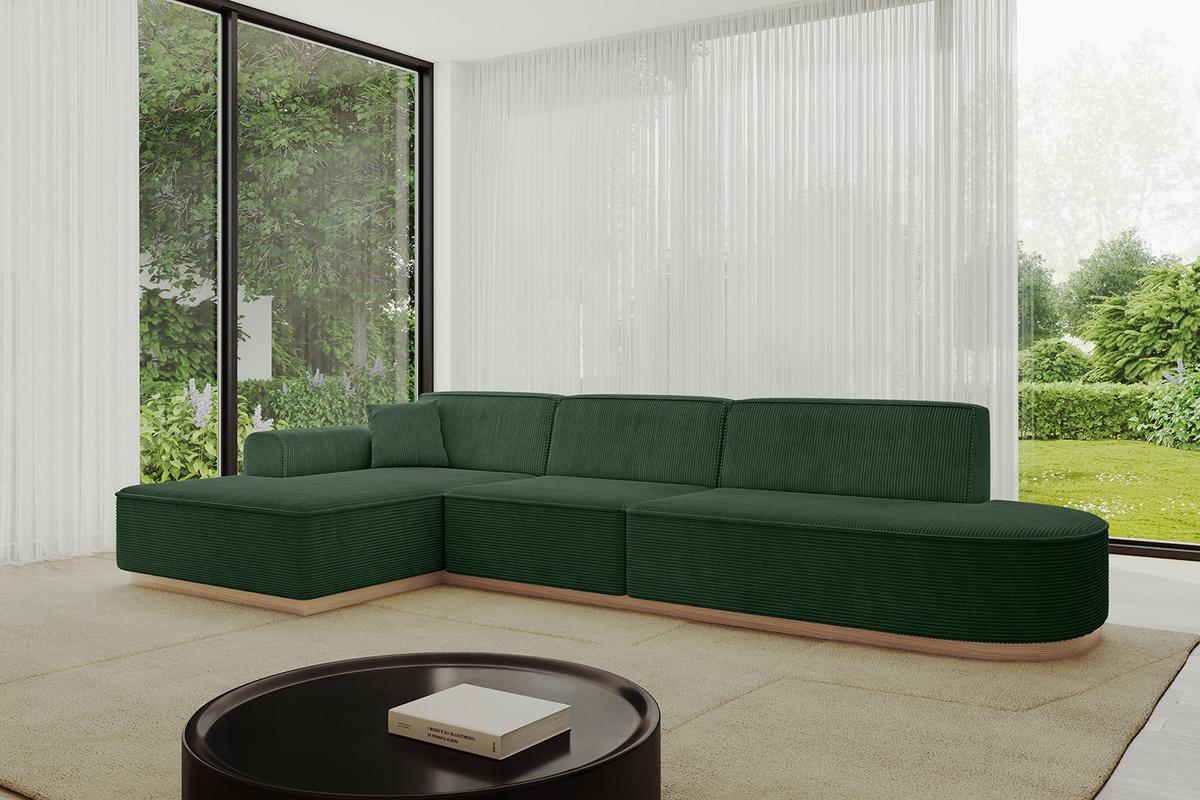 ECKSOFA Ottomane Links IREA-L2 - 327x165x80 cm Grün - Currygelb, Holzwerkstoff/Textil (327/165cm) - ALTDECOR