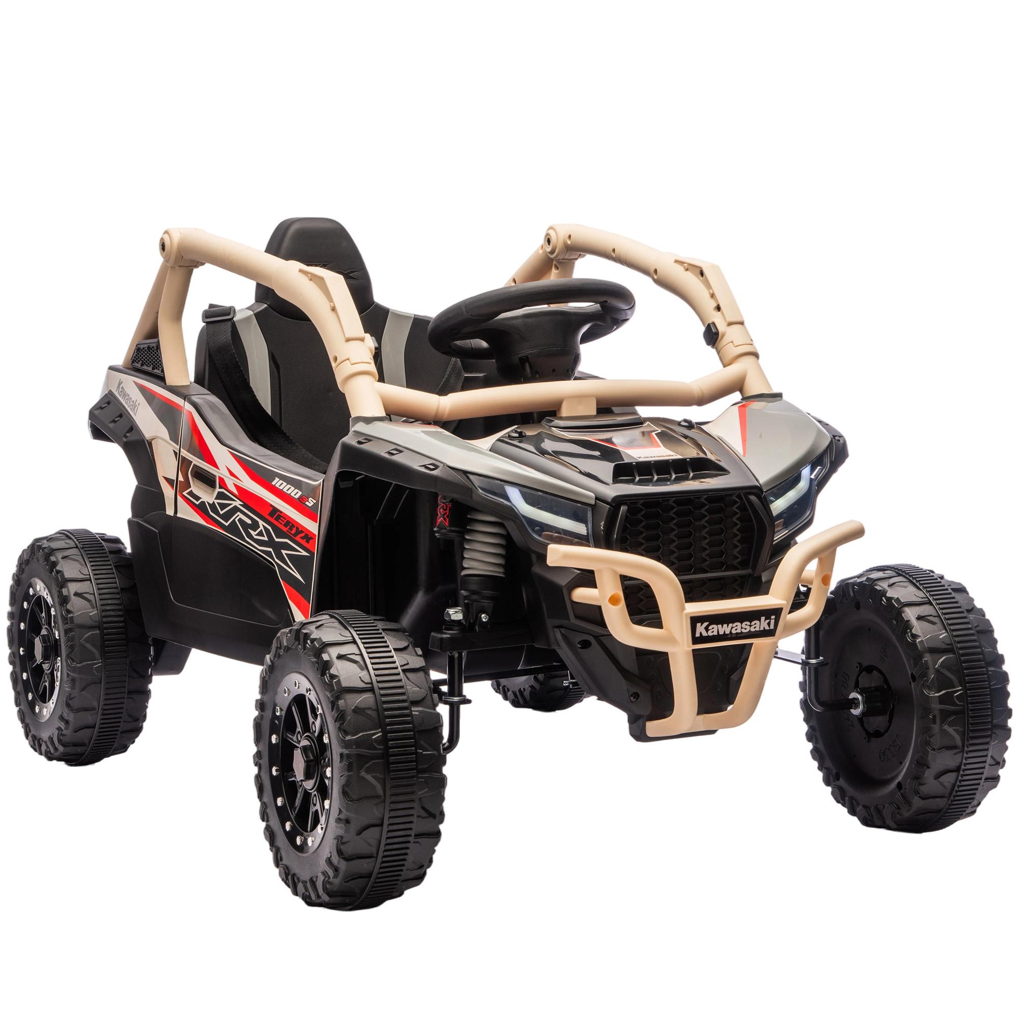 KINDER-ELEKTROAUTO 12V mit 2 Motoren Fernbedienung LED-Leuchten - Gelb, Kunststoff (100/64/56cm) - AIYAPLAY