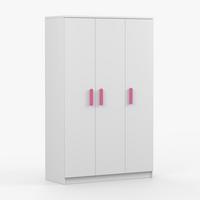 KLEIDERSCHRANK Jonas I 2D 19, 120/192/50, 3-türig, weiß - Rosa/Weiß, Holzwerkstoff (120/194/50cm) - imoebel24