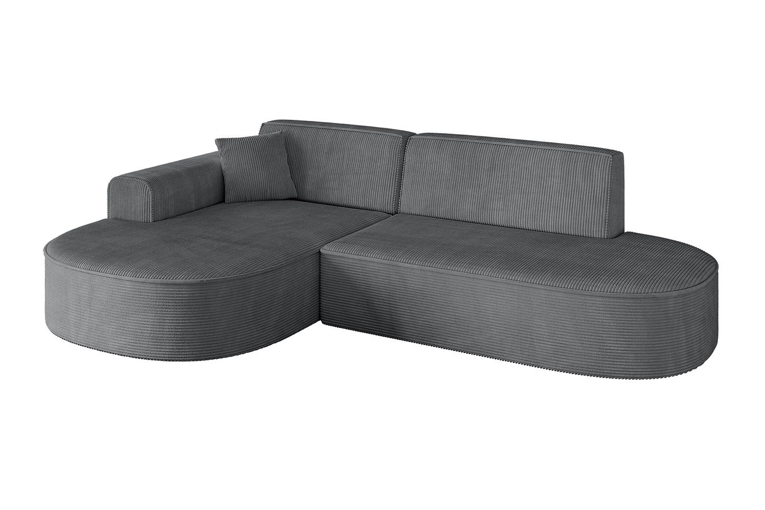 ECKSOFA Ottomane Links MARI-L1 - 243x171x79 cm Dunkelgrau Cord - Dunkelgrau/Schwarz, Holzwerkstoff/Kunststoff (163/234cm) - ALTDECOR