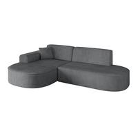 ECKSOFA Ottomane Links MARI-L1 - 243x171x79 cm Dunkelgrau Cord - Dunkelgrau/Schwarz, Holzwerkstoff/Kunststoff (163/234cm) - ALTDECOR