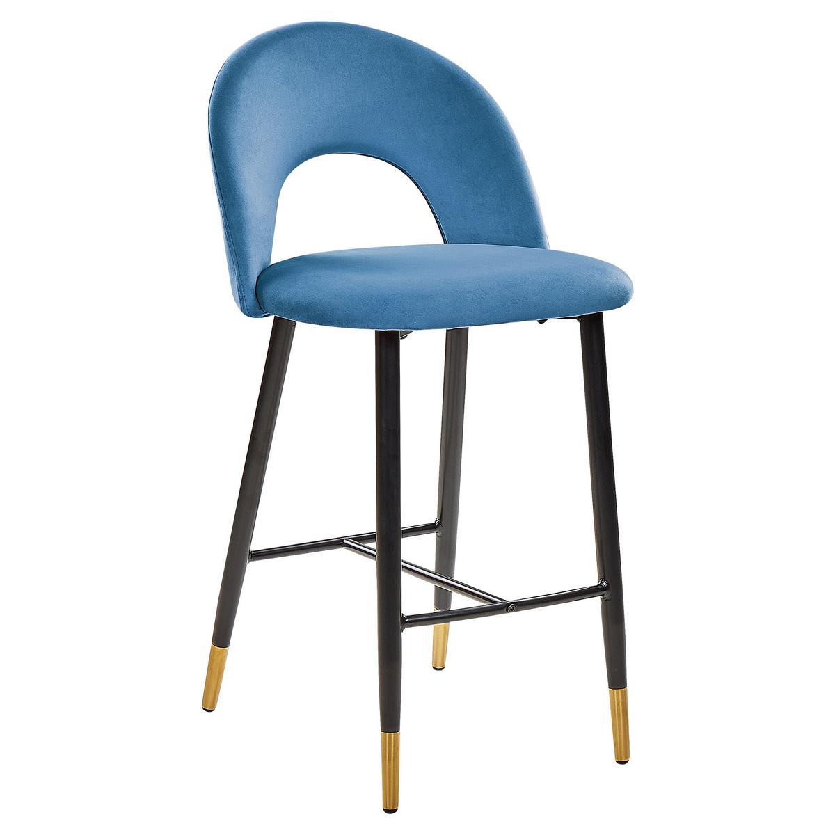 BARSTUHL 2er-Set Samtstoff Blau Falton - Blau, Textil/Metall (48/98/49cm) - Beliani