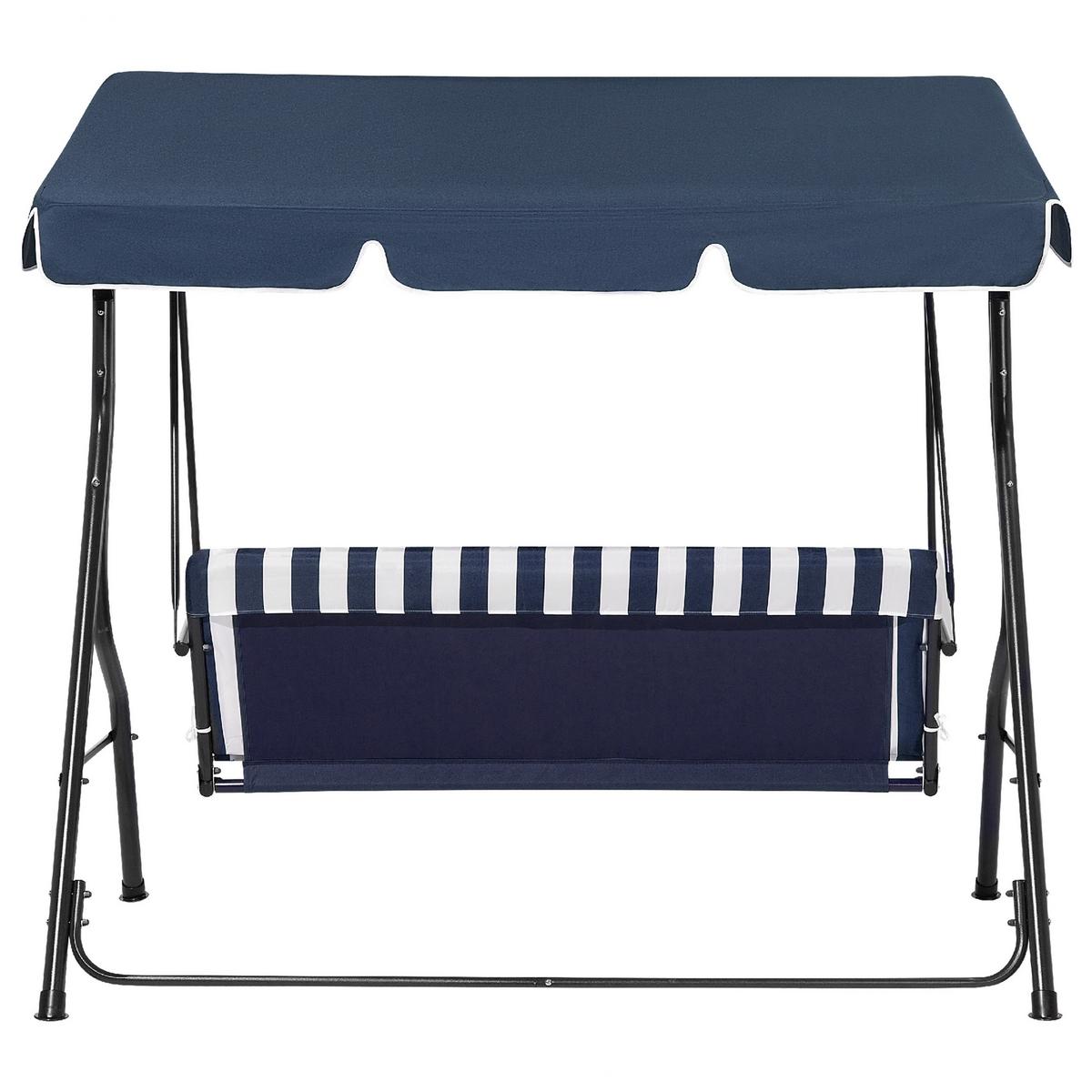 HOLLYWOODSCHAUKEL Sonnendach blau / weiß Chaplin - Blau, Textil (174/147/118cm) - Beliani