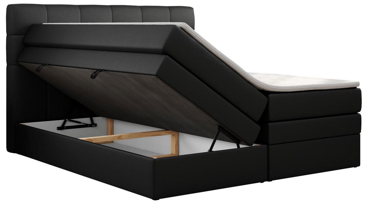 BOXSPRINGBETT LUKA KING 180/200 Schwarz Kunstleder - H3 - Schwarz, Holz/Textil (180/200cm) - MKS