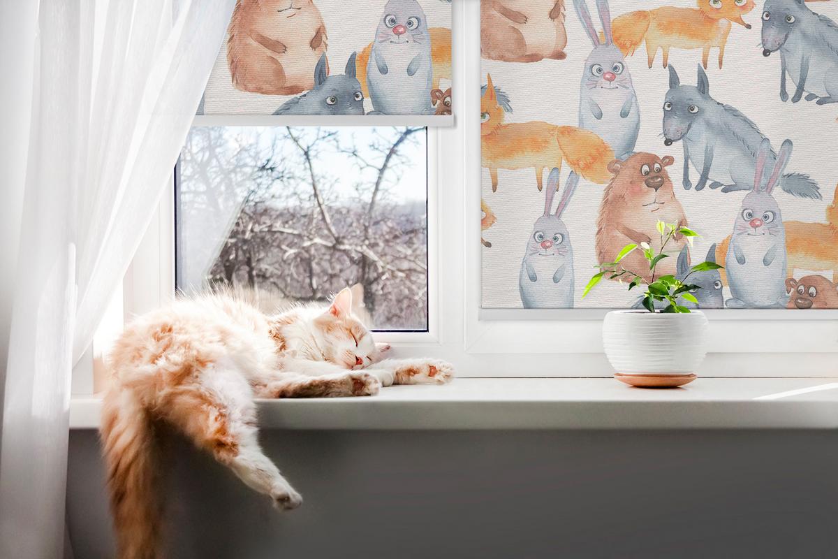 INNENROLLO - Fensterrollo - Rollo - 60x40 cm - Tiere - Grau, Kunststoff (60/140/0.5cm) - TULUP