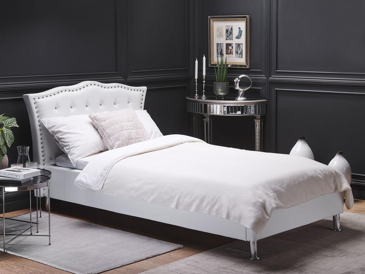 BETT 90/200cm Weiß Metz - Weiß, Kunststoff/Textil (90/200cm) - Beliani