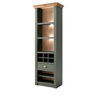REGAL grün, Wotan Eiche Landhaus, Regalschrank mit Weinregal - Dunkelgrün/Messingfarben, Holzwerkstoff/Metall (68/207/45cm) - Furn.Design