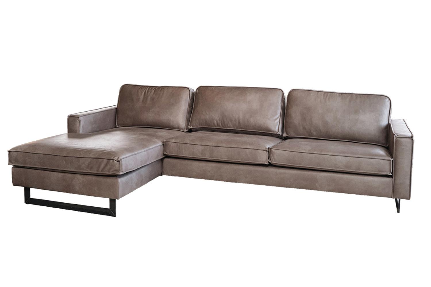 ECKSOFA VILNIUS Anthrazit Lederfaserstoff - Anthrazit/Schwarz, Leder/Metall (286/170cm) - KAWOLA