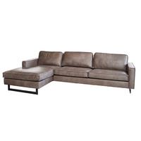 ECKSOFA VILNIUS Anthrazit Lederfaserstoff - Anthrazit/Schwarz, Leder/Metall (286/170cm) - KAWOLA