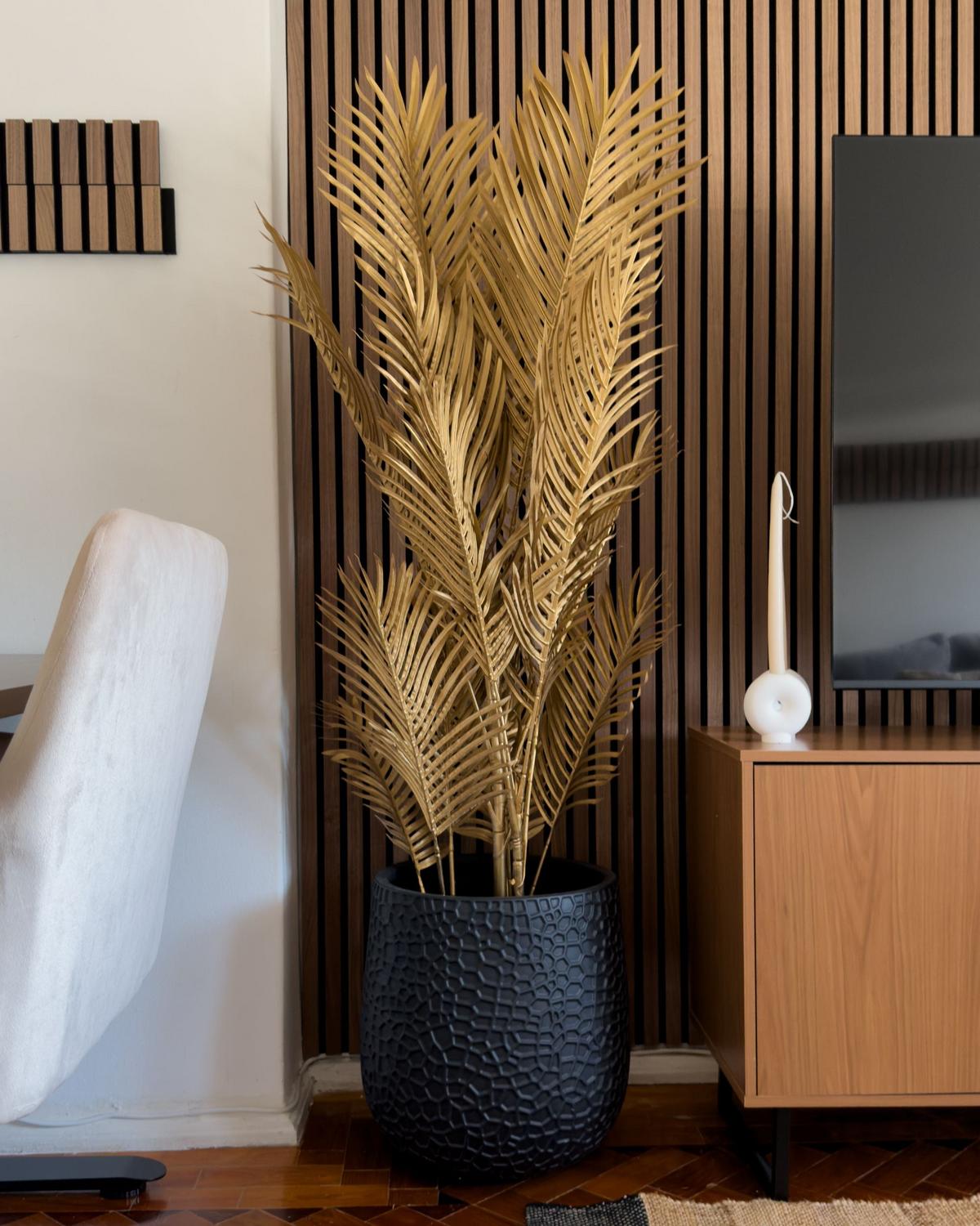KUNSTPFLANZE im Blumentopf 160 cm Gold Areca Palm - Goldfarben, Kunststoff (160cm) - Beliani
