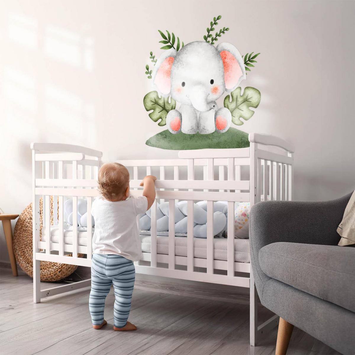 WANDAUFKLEBER 60x63cm - Ein bezaubernder Elefant - Multicolor, Kunststoff (60/63/0.1cm) - Wallfluent