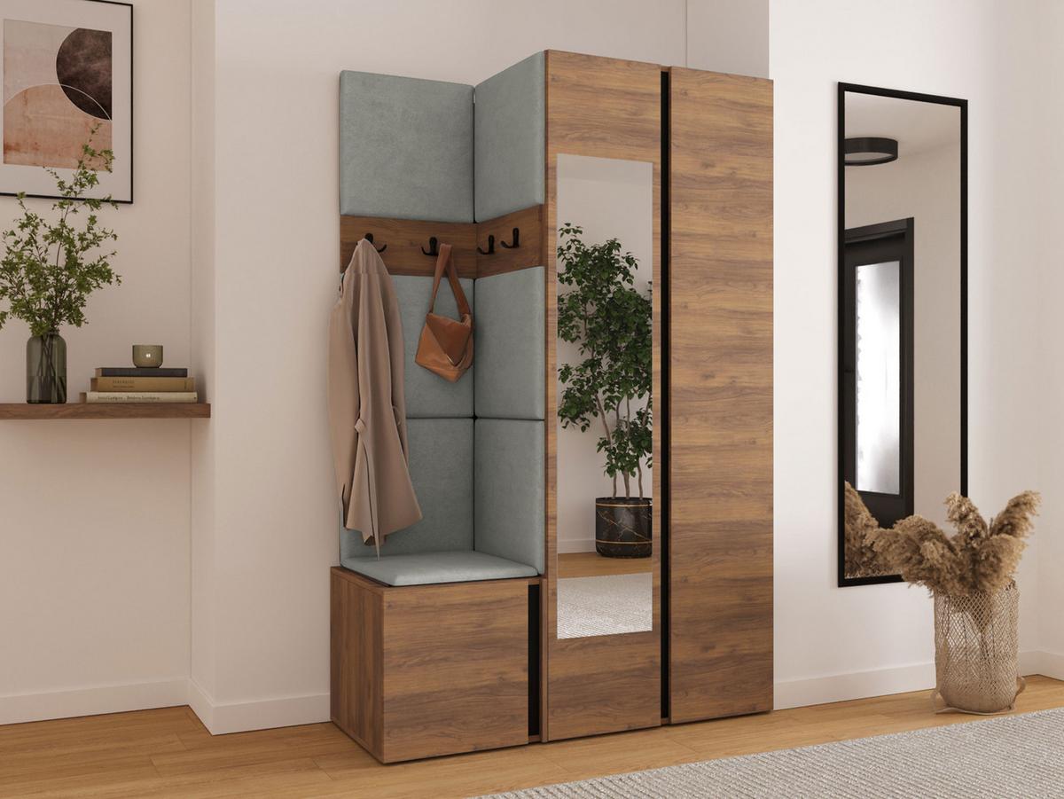 GARDEROBEN-SET Orion XXVI - Nussbaumfarben/Grau, Holzwerkstoff/Kunststoff (116/186/46cm) - MIRJAN24