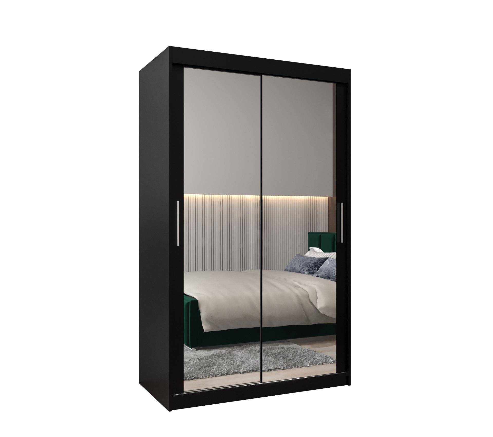 SCHWEBETÜRENSCHRANK 200/120/62 2-türig - Silberfarben/Schwarz, Holz/Kunststoff (120/200/62cm) - MÖBEL KRYSPOL