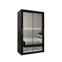 SCHWEBETÜRENSCHRANK 200/120/62 2-türig - Silberfarben/Schwarz, Holz/Kunststoff (120/200/62cm) - MÖBEL KRYSPOL