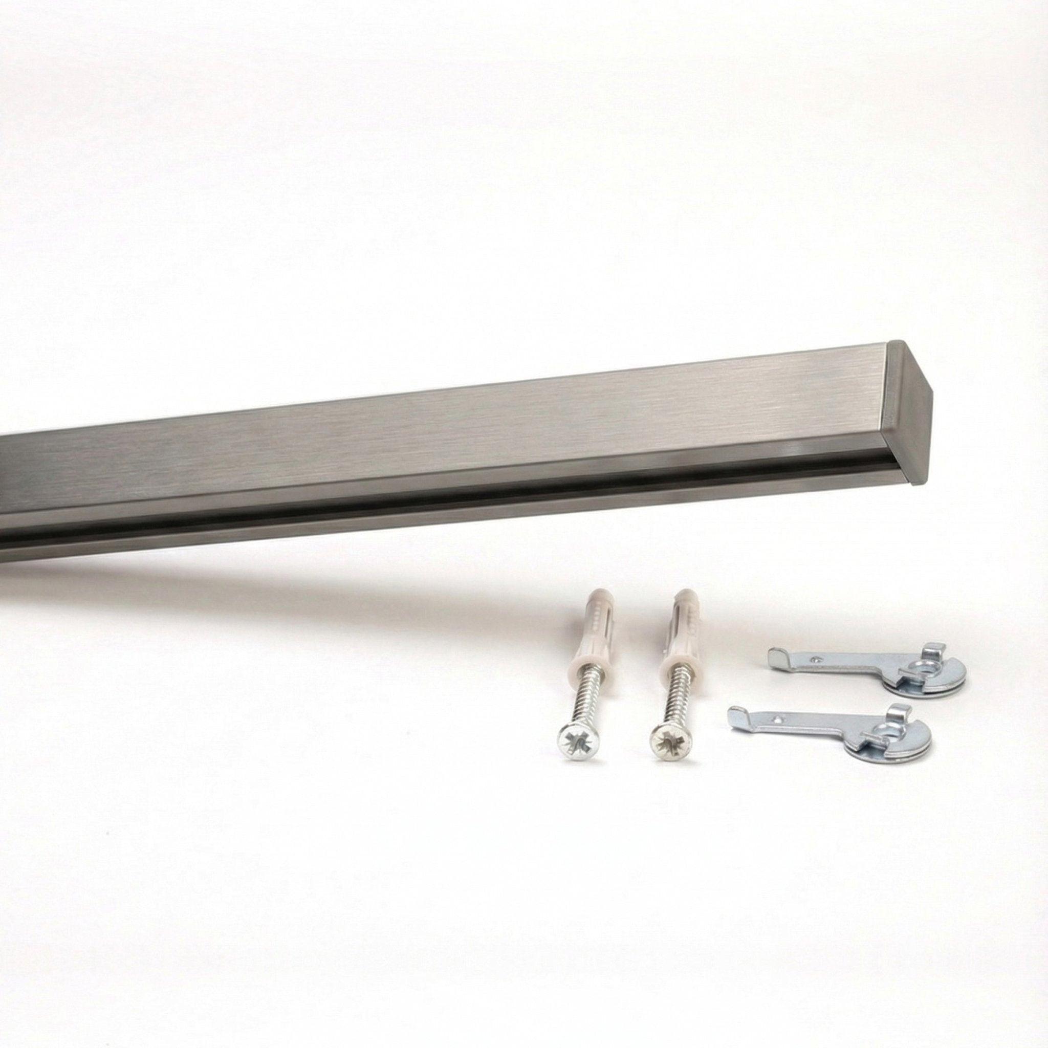 GARDINENSCHIENE auf Maß 1-lauf Deckenmontage Square 90cm - Silberfarben, Metall (90cm) - Deco-Raum