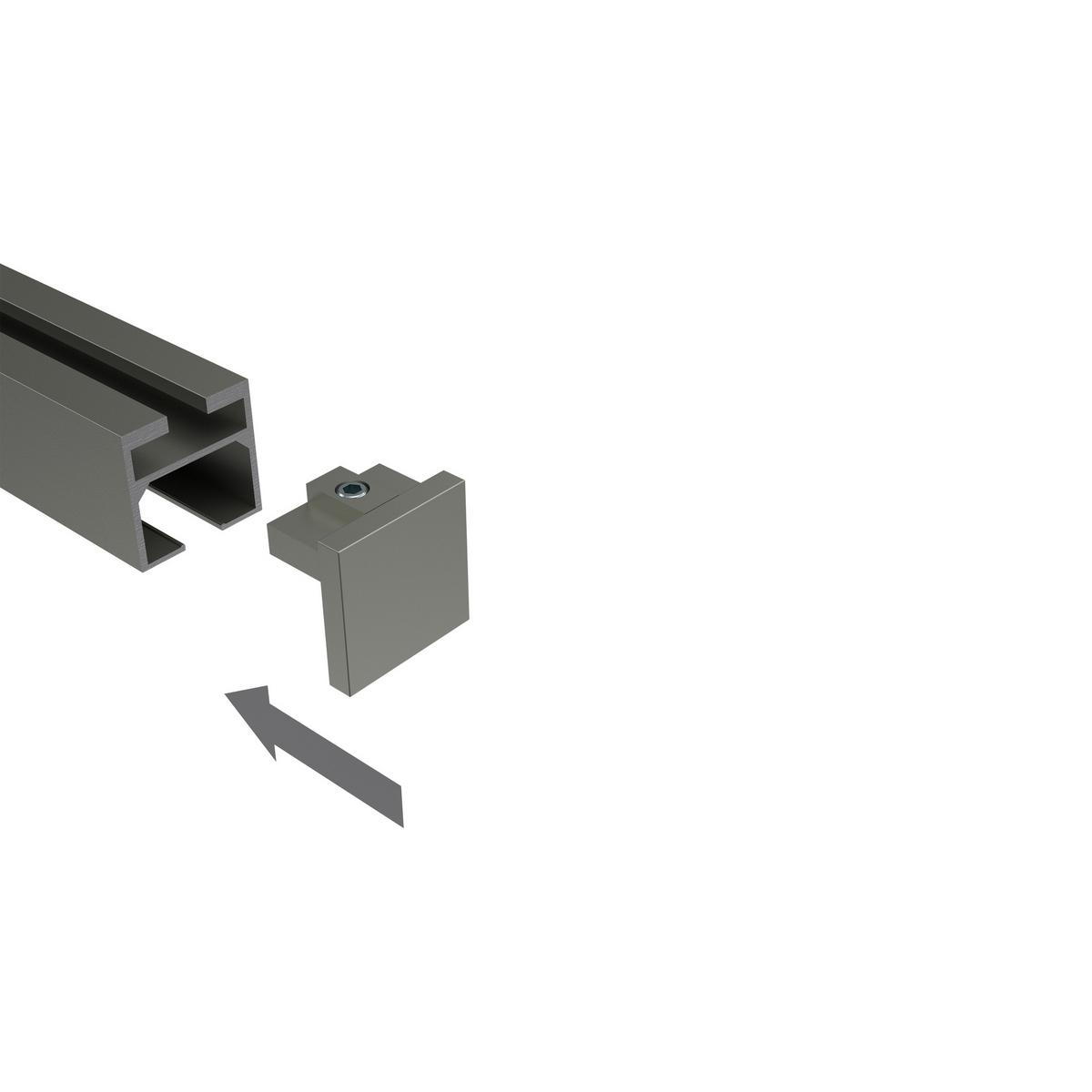 ENDSTÜCKE FÜR GARDINENSTANGEN 20x20 mm, Sono Satin-Silber, Packung 2 Stück - Silberfarben, Metall (1.4/2/2cm) - INTERDECO