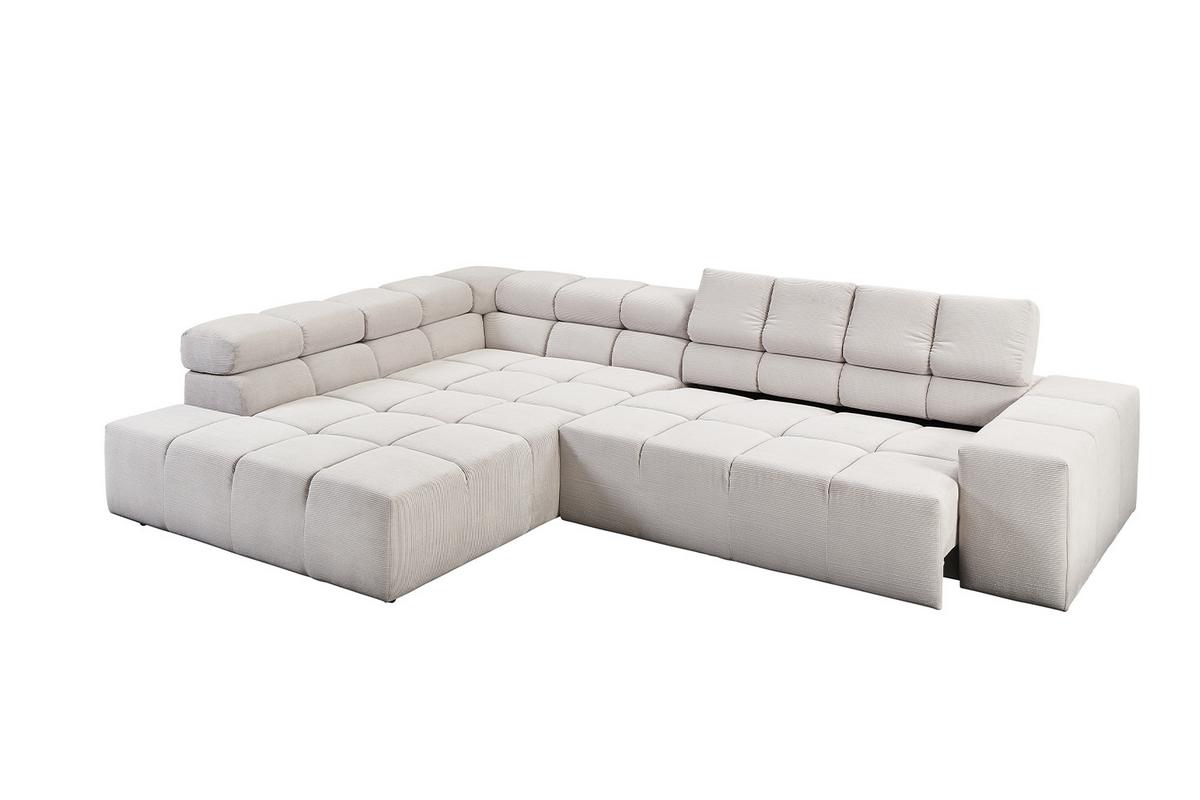 ECKSOFA MIT MOTORISCHEM SITZVORZUG NEVADA Silber Cord Relaxfunktion - Silberfarben/Schwarz, Kunststoff/Textil (319/215cm) - KAWOLA