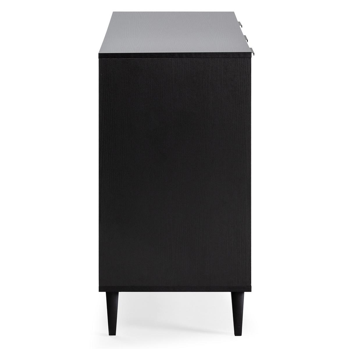 SIDEBOARD Kalma 3 Türen Schwarz/Eiche - Schwarz, Holzwerkstoff (136/76/40cm)