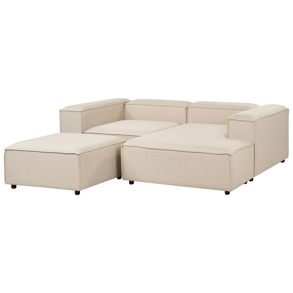 ECKSOFA Modul 3-Sitzer linksseitig Beige Stoff mit Ottomane Ardal - Beige, Textil (240/180cm) - Beliani