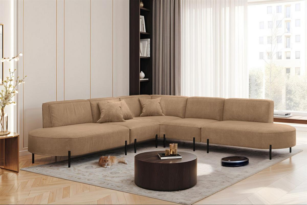 ECKSOFA Valencia - Braun, Holzwerkstoff/Textil (303/303cm) - Fun Möbel
