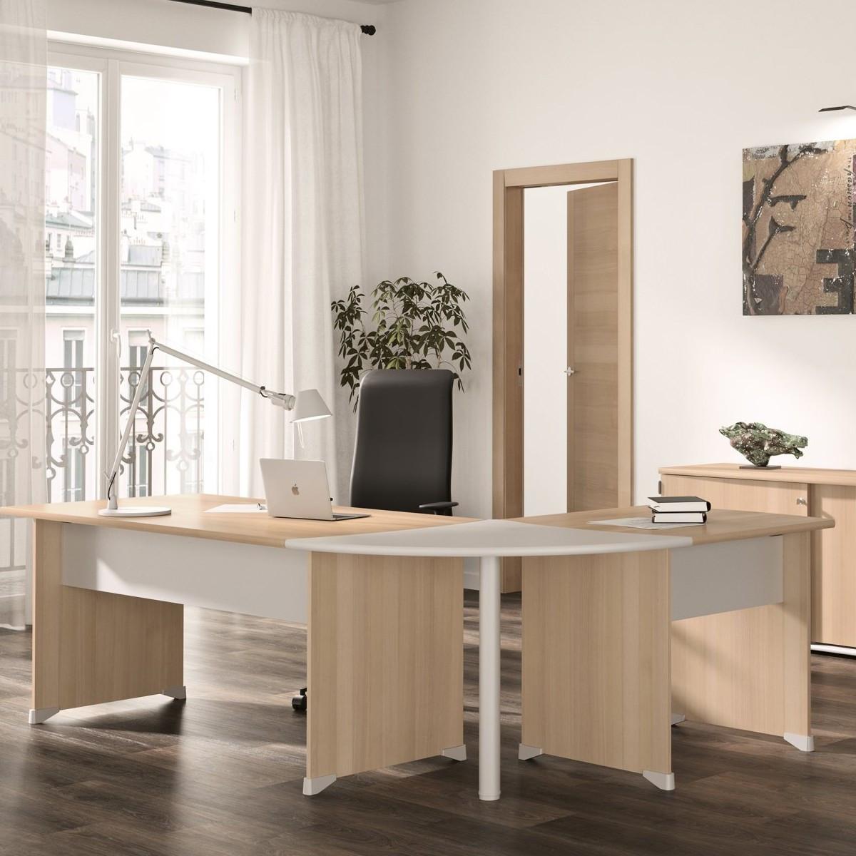 SCHREIBTISCH mit Gleitern L80 cm - Französische Herstellung - Eschefarben, Holzwerkstoff (80/80/74cm) - Calicosy