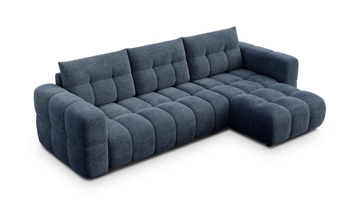 ECKSOFA CLOUDI 4-Sitzer rechts, marineblau - Blau/Schwarz, Holz/Textil (294/160cm) - Wozimo