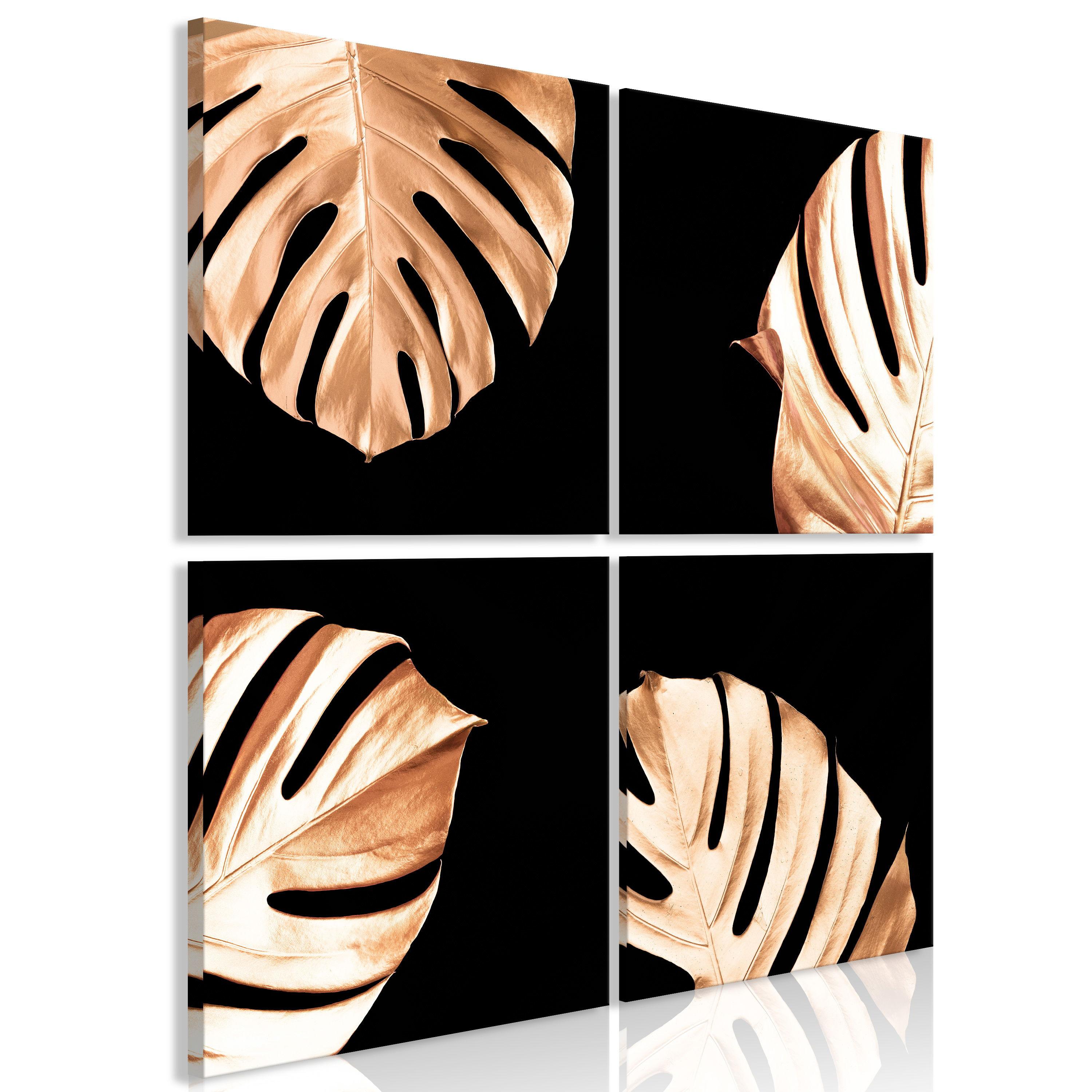 KUNSTDRUCK Schwarz 90/90 cm - Goldfarben/Schwarz, Textil (90/90cm) - KUNSTLOFT