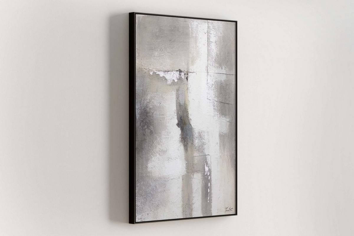 ACRYLBILD HANDGEMALT 90/60 cm - Beige/Grau, Holz/Textil (90/60cm) - KUNSTLOFT