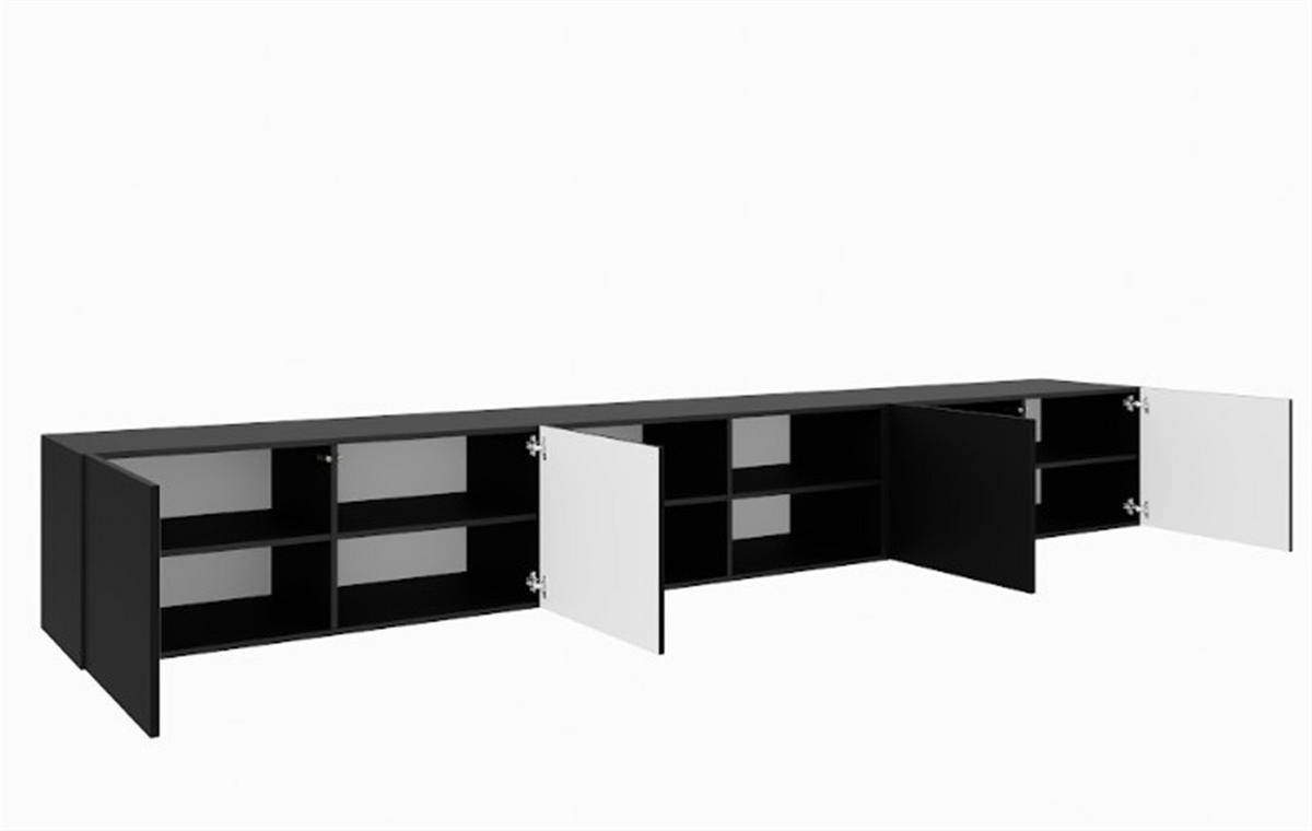 LOWBOARD MIVO 300/41/40 cm, Hängender TV-Schrank Schwarz - Schwarz, Holzwerkstoff (300/41/40cm) - MASSENO