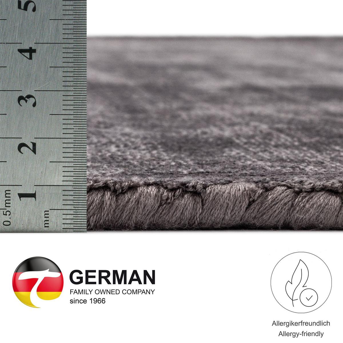 VISKOSETEPPICH Star 120x120 cm - Anthrazit, Textil (120/120cm) - THEKO