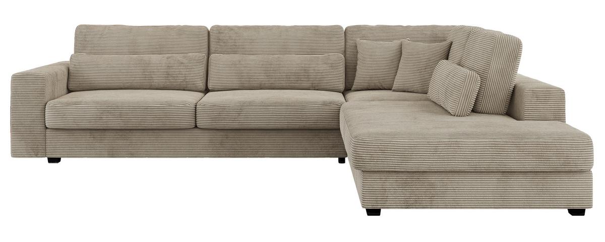 ECKSOFA Savona Hellgrau Cord - rechts - Hellgrau/Schwarz, Kunststoff/Textil (249/316cm) - MKS