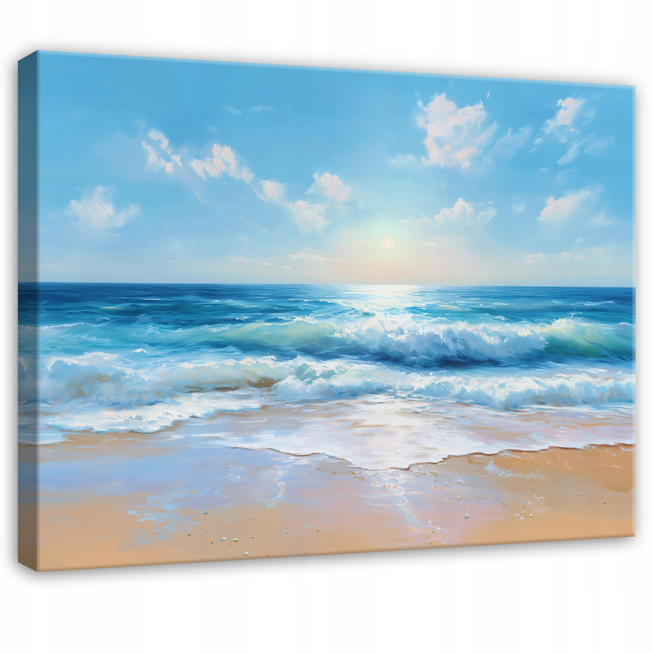 LEINWANDBILD Strand Meer Blau 60x40 cm - Multicolor, Holzwerkstoff (60/40cm) - Wallarena